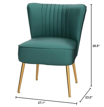 Container Furniture Direct Modern Velvet Accent Chair for Living Room, Bedroom, or Entryway, Stylish and Comfortable Armless Design with Metal Legs, Green - color: Green