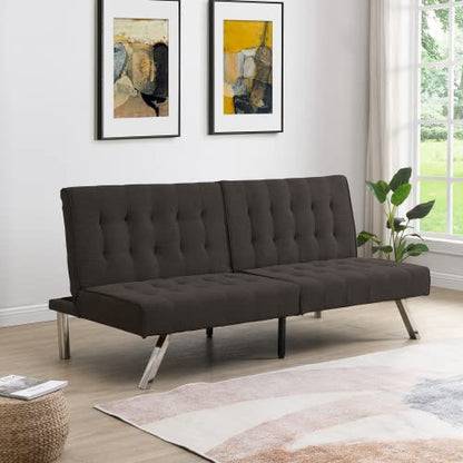Convertible Futon Sofa Bed, Modern 68'' Faux Leather Sleeper Couch for Living Room,Guest Bed, Adjustable Backrest, Upholstered Recliner Chair, Loveseat for Compact Small Space Living Room (Brown New) - color: Brown New