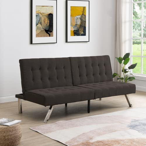 Convertible Futon Sofa Bed, Modern 68'' Faux Leather Sleeper Couch for Living Room,Guest Bed, Adjustable Backrest, Upholstered Recliner Chair, Loveseat for Compact Small Space Living Room (Brown New) - color: Brown New