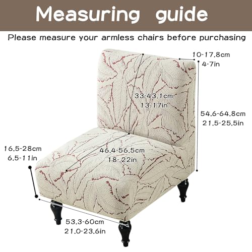 Jacquard Armless Chair Slipcover Chenille Accent Chair Cover Stretch Slipper Chair Slipcovers Printed Furniture Protector for Living Room Dining Room Red - color: Red