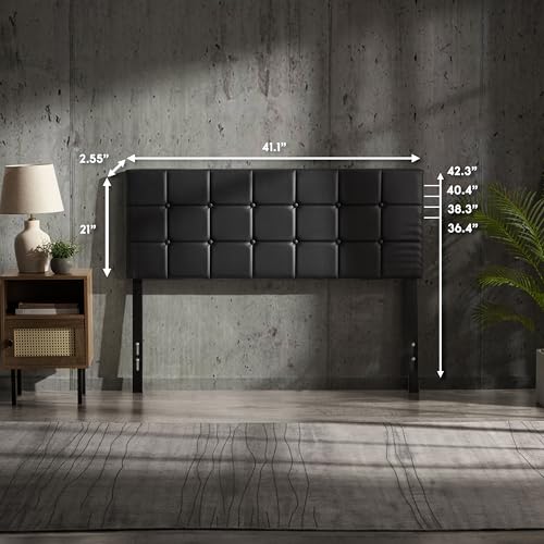 Hearth & Harbor Twin Headboard Only, Button Tufted Headboards, Upholstered Bed Headboard, Wall Mounted, Adjustable Height 34”-42”, Modern Headboard Twin Size, Black - color: Black, size: Twin/Twin XL