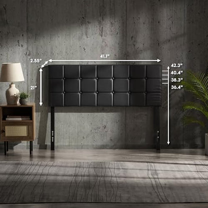 Hearth & Harbor Twin Headboard Only, Button Tufted Headboards, Upholstered Bed Headboard, Wall Mounted, Adjustable Height 34”-42”, Modern Headboard Twin Size, Black - color: Black, size: Twin/Twin XL