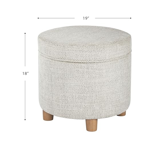 HomePop 19" Round Storage Ottoman - Cream Chevron Woven - color: Cream Chevron Woven