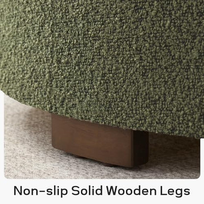 Zihanhome 30 Inch Round Storage Ottoman, Ottoman Coffee Table with Lift Off Lid, Boucle Modern Ottomans with Storage for Living Room, Bedroom, Apartments (Green) - color: Green