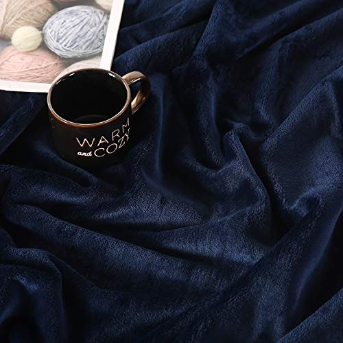 TASTHROW Large Flannel Fleece Throw Blanket, 50×70 Inch - Navy | Cozy Lightweight Thick Blanket - All Seasons Suitable for Women, Men and Kids - color: Navy, size: 50"x70"