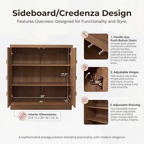 VividVibe Sideboard Buffet Cabinet with Storage, 62.6”W Credenza Storage Cabinet, Large Cabinet with 6 Compartments, Console Table for Dining Room, Kitchen, and Living Room, Entryway (Brown Oak) - color: Brown Oak