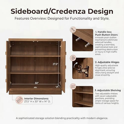 VividVibe Sideboard Buffet Cabinet with Storage, 62.6”W Credenza Storage Cabinet, Large Cabinet with 6 Compartments, Console Table for Dining Room, Kitchen, and Living Room, Entryway (Brown Oak) - color: Brown Oak