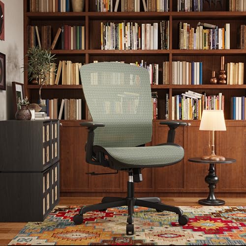 Mesh Office Chair,Ergonomic Computer Desk Chair,Sturdy Task Chair- Adjustable Lumbar Support & Armrests,Tilt Function,Comfort Wide Seat,Swivel Home Office Chair (Dusty Sage) - color: Dusty Sage