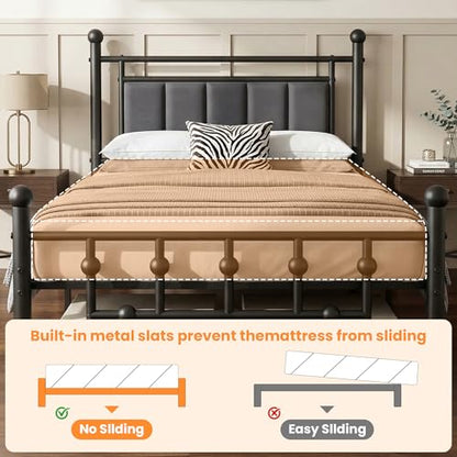 Velvet Upholstered Twin Bed Frame with Headboard | 14-inch Underbed Storage, 13 Metal Slats, 9 Support Legs, Noise-dampening Strips, No Box Spring Needed - size: Twin