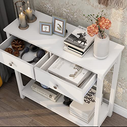 TaoHFE Console Table, 39.4"x11.8"x31.5"(LxWxH), White - color: White