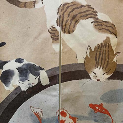 Ofat Home Cat and Fish Japanese Noren Doorway Curtain,Closet Curtain, Custom Panel Curtain Wall Tapestry Hanging Window Noren, 85x150cm - color: Cat and Fish