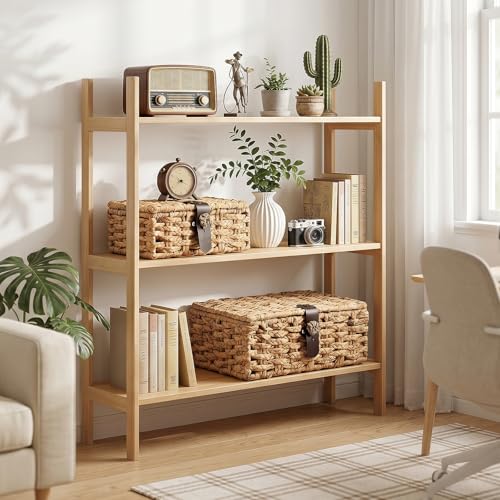 Water Hyacinth Wicker Storage Baskets with Magnetic Lids, Set of 2 | 2-Piece handwoven water hyacinth boxes with magnetic lids and metal frames for shelves, coffee tables, and consoles