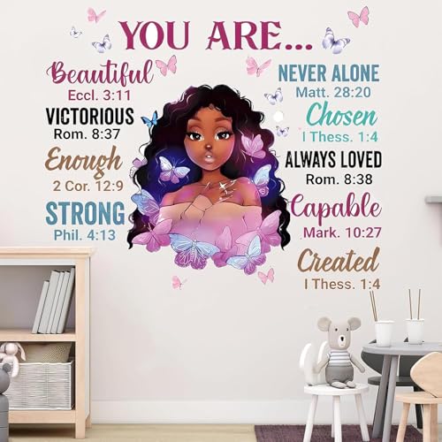 Black Girl Magic Wall Decals, Inspirational African American Nursery Stickers, Boho Melanin Art for Girl's Bedroom, Hair Salon, Dance Studio & Dorm Decor, Peel and Stick Removable Vinyl