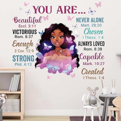 Black Girl Magic Wall Decals, Inspirational African American Nursery Stickers, Boho Melanin Art for Girl's Bedroom, Hair Salon, Dance Studio & Dorm Decor, Peel and Stick Removable Vinyl