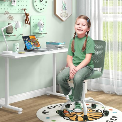 Giantex Kids Desk Chair, Adjustable Children Study Chair, Swivel Armless Mesh Task Office Chair, Computer Desk Chair with Adjustable Height & Lumbar Support (Sage) - color: Sage