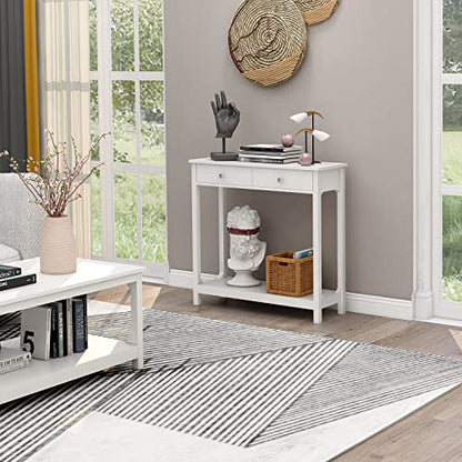 TaoHFE Console Table, 39.4"x11.8"x31.5"(LxWxH), White - color: White