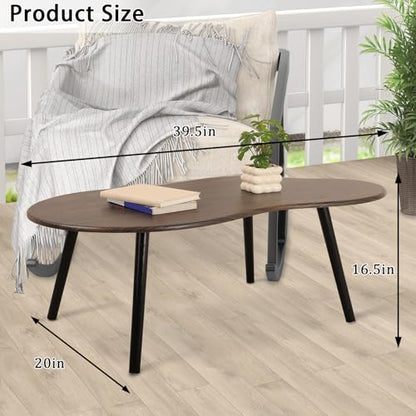Modern Coffee Tables for Living Room Cloud Shape Center Table Industrial Irregular Wood Grain Table Top Coffee Table, Rustic Brown Unique Furniture for Living Room Home - color: Rustic Brown-1