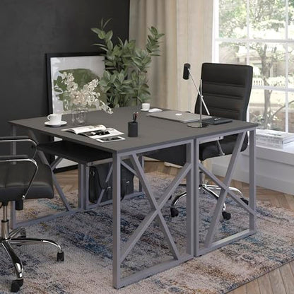 EMMA + OLIVER Black Home Office Desk | Cross-Brace Frame