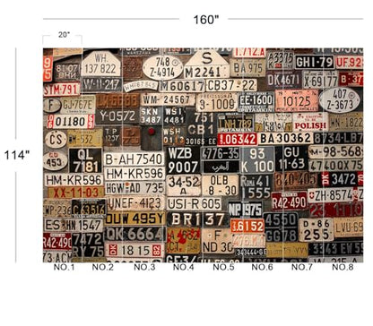 Eierme-Old License Plates from Around the World Mural Wallpaper Peel and Stick 160" x 114" - color: No.1, size: 160" x 114"