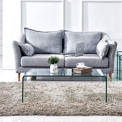 Premium Tempered Glass Coffee Table,Small Modern Clear Coffee Table for Living Room,Match Well with Rug (39.4x19.7x13.8) | Premium - color: Clear