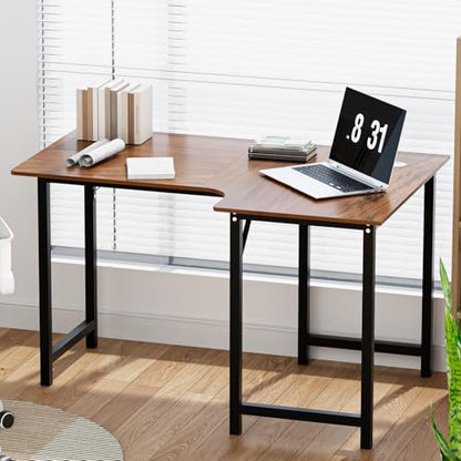 Computer Desk, 47 inch L Shaped Computer Desk, Reversible Home Office Corner Desks for Writing Study Work Executive, Bedroom Wood Table Workstation Desks