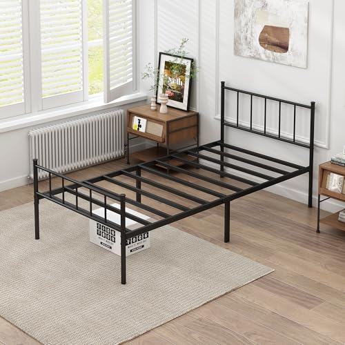 DIIYIV Twin Metal Bed Frame,Steel Slat Support,Noise Free,Easy Assembly | Twin Size Bed,Mattress Foundation,Underbed Storage,No Box Spring Needed - size: Twin
