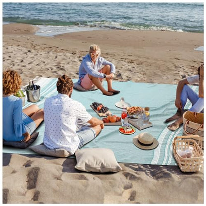 Extra Large Turkish Beach Towel Picnic Mat Throw Blanket Camping Mat Lightweight Oversized Giant Mexican Serape Baja Cobijas Mexicanas Para Mesa Lawn Patio Park Stadium Outside Festival Grass Hammock - color: Teal, size: Giant Large 82''x88''