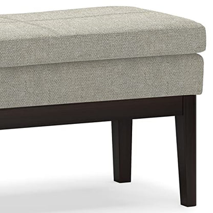 SIMPLIHOME Carlson Ottoman Bench - 45 inch Wide Upholstered Vegan Leather Rectangle Ottoman in Greige, Mid Century Modern Bench for Bedroom, Entryway or Living Room with Padded Seat - color: Greige, style: Ottoman Bench