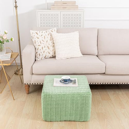 Asuprui Square Pouf Ottoman, Foot Rest for Couch Sofa,Sage Green, 20x14 in | Footstool Ottoman,Stuffed Pouf Ottoman,All-One Foam Filler, Footrest,Beanbag Chair,Floor Pouf for Living Room Wedding Bedroom - color: Sage Green