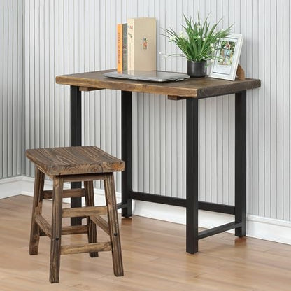 Alaterre Furniture Pomona Compact Writing Desk, Natural, 32”x21”x30” | Rustic Industrial Style Small Home Office Desk with Solid Wood Top, Metal Frame, Durable Lacquer Finish and Floor Levelers - style: Desk Only