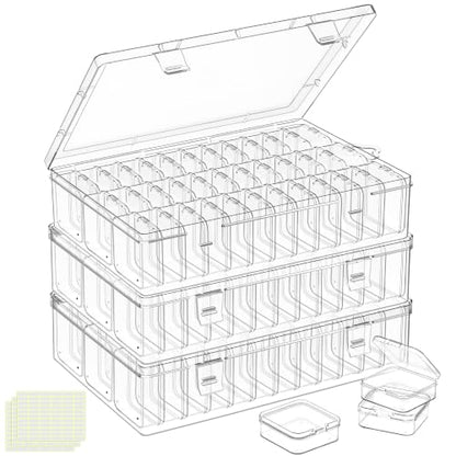 Bead Organizer Box, 108 Pcs Mini Clear Bead Storage with Hinged Lid and Labels, Small Plastic Containers for Jewelry Making, DIY Craft, Diamond Painting, Screws, Nail Art, and Seeds (3 Pack) - color: 3 Pack