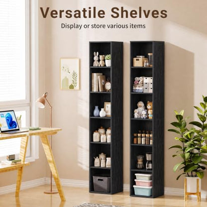 6 Cube Black Book Shelf, Tall Bookcase for Bedroom Home Office Living Room - color: Black, size: 6 Cube
