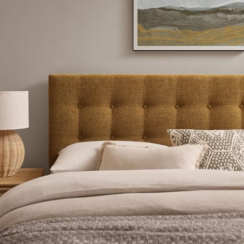 Modway Emily Full Size Performance Fabric Headboard in Copper - Linen-Like Upholstery with Button Tufting and 7 Adjustable Height Positions - color: Copper, size: Full
