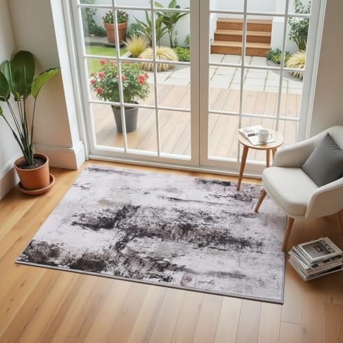 Toneed Abstract Area Rug Modern Washable Rug Soft Non Slip Rug Low Pile for Bedroom Living Room Dining Room Coffee Brown 2x3 Feet - color: Coffee Brown, size: 2' x 3' (Rectangular)