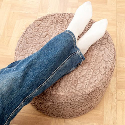 Poofieotto Round Pouf Ottoman Footstool 20x14In Ottoman Couch Footrest Tan | All-One Foam Pouf, Ottoman Coffee Table,Couch Foot Rest,Chair Footrest,Remov. Cover, Perfect for Living Room, Bedroom & Dorm - color: Tan