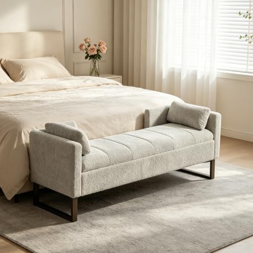 Chifee & Vingol 64" W Storage Benches End of Bed Bench, Light Gray - color: 64"-light Gray