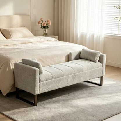 Chifee & Vingol 64" W Storage Benches End of Bed Bench, Light Gray - color: 64"-light Gray