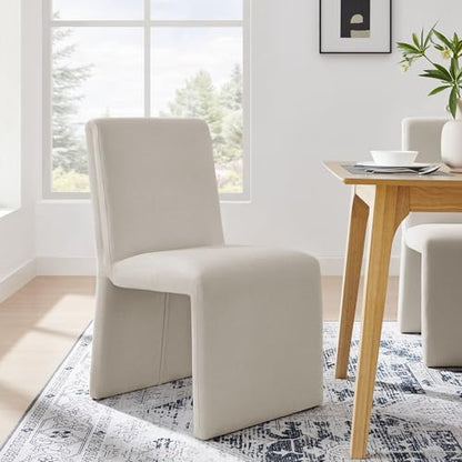 Modway Emory Fabric Slipper Dining Chair in Salt – Upholstered Armless Dining Side Chair – Versatile Modern Accent Chair or Vanity Chair - color: Salt