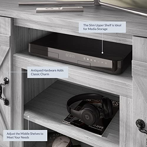 BELLEZE 47 Inch TV Stand & Media Entertainment Center TV Cabinet with Storage for TVs up to 50 Inch Console Table with Open Storage Shelves & Cabinets, Sargent Oak - color: Sargent Oak, style: 47"