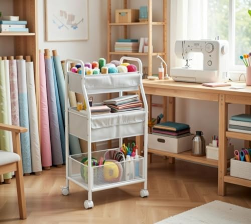 Rolling Utility Cart with Wheels, 3-Tier Diaper Cart, Rolling Nursery Cart & Baby Caddy Organizer for Nursery Essentials, Bedside/Postpartum Cart, Craft & Art Storage, Rolling Book Cart - size: WITHOUT_SIDE_STORAGE