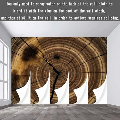 Custom Wall Mural Wallpaper Wood Grain Tree Ring Pattern Removable SelfAdhesive Large Photo for Living Room,Bedroom,Office