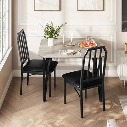 IDEALHOUSE Dining Table Set for 2, Kitchen Table Set of 2 with Upholstered Cushion Chairs, Dining Room Table Set with Kitchen Chairs, Easy to Assemble, Suitable for Apartment - (Gray) - size: 1* Table + 2* Chairs (Gray)