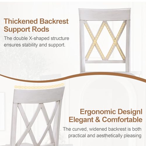 DUHOME Wood Dining Chairs Set of 2,Farmhouse Dining Side Chairs with Cross Back Wooden Kitchen Chairs for Home Kitchen, Dining Room White - color: White, size: 2pcs