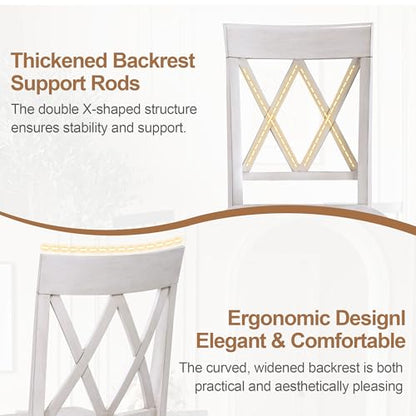 DUHOME Wood Dining Chairs Set of 2,Farmhouse Dining Side Chairs with Cross Back Wooden Kitchen Chairs for Home Kitchen, Dining Room White - color: White, size: 2pcs