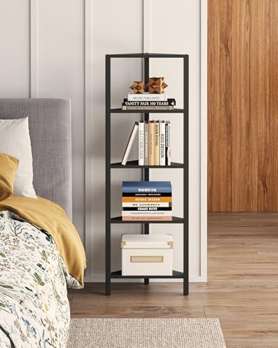 TUTOTAK Corner Shelf, 5-Tier Corner Bookshelf for Small Space | Narrow Display Corner Shelf Stand with Storage Rack, for Living Room, Bedroom, Black BS05BK005 - color: Black, size: 5-Tier Ordinary