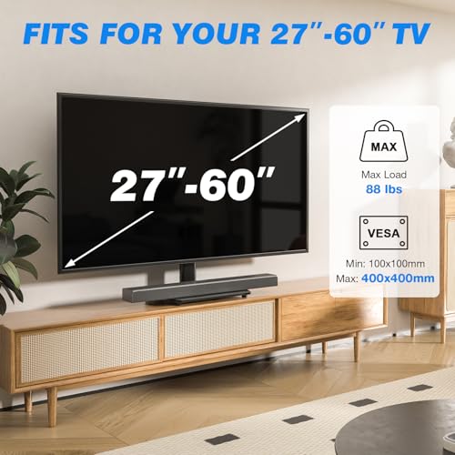 Rfiver Universal Swivel TV Stand for 27-50 55 60 Inch TVs | Height Adjustable Tabletop TV Stand Holds up to 88 lbs, Pedestal TV Stand with Tempered Glass Base, Replacement TV Mount - size: 27-60 inch
