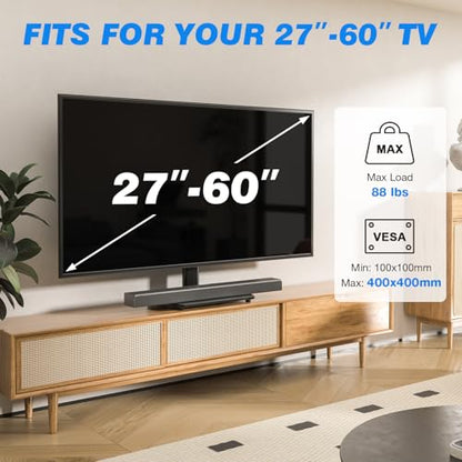 Rfiver Universal Swivel TV Stand for 27-50 55 60 Inch TVs | Height Adjustable Tabletop TV Stand Holds up to 88 lbs, Pedestal TV Stand with Tempered Glass Base, Replacement TV Mount - size: 27-60 inch