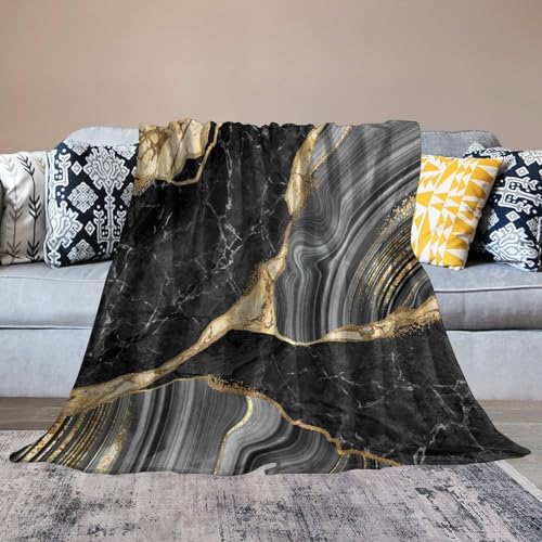 Black Gold Marble Throw Blanket Modern Abstract Art Pattern Soft Lightweight Warm Plush Blankets for Sofa Bedroom 40"x50" - color: Marble-4, size: 40"x50"