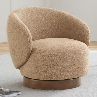 KISLOT Swivel Barrel Accent Chair, Boucle Fabric, Sand, 1-Pack | Modern Style, Upholstered, for Living Room/Bedroom/Waiting Room - color: Sand, size: Pack of 1