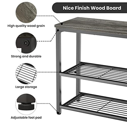 Ecoprsio Small Console Table, Sofa Table with Double Mesh Shelves, Modern Entryway Table for Entryway, Hallway, Foyer, Front Hall, Sofa Couch, Living Room, Bar, Kitchen, 32 Inch, Grey - color: Grey, style: 3-Tier